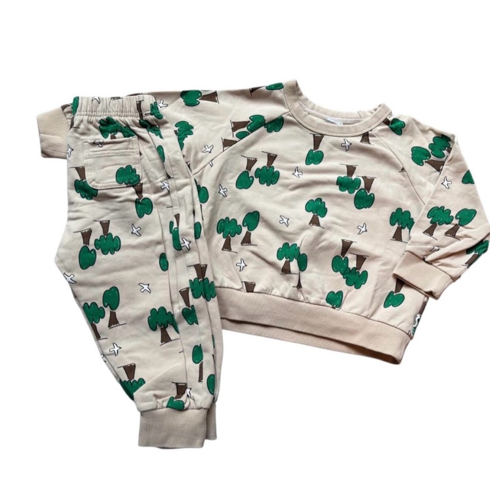 Bonds Green and Cream Tree Print Kids Pajama Set